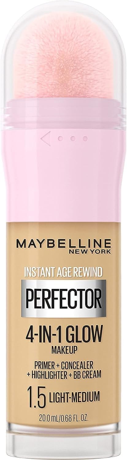 Maybelline New York Instant Age Rewind Instant Perfector 4 In 1 Glow Makeup, Light/Medium, 0.68 Fl Oz (Pack of 1)