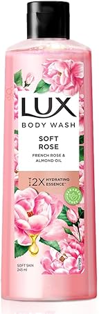 LUX Shower Gel, French Rose Fragrance & Almond Oil Bodywash, 245 ml