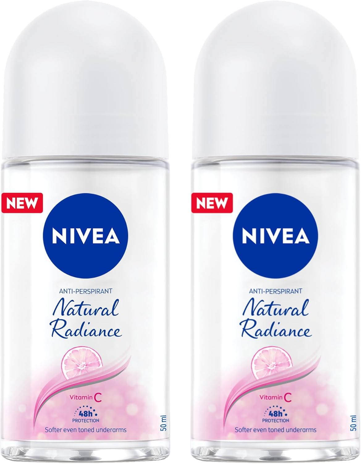 Nivea Antiperspirant Roll-on for Women, 48h Protection, Natural Radiance, 2x50ml
