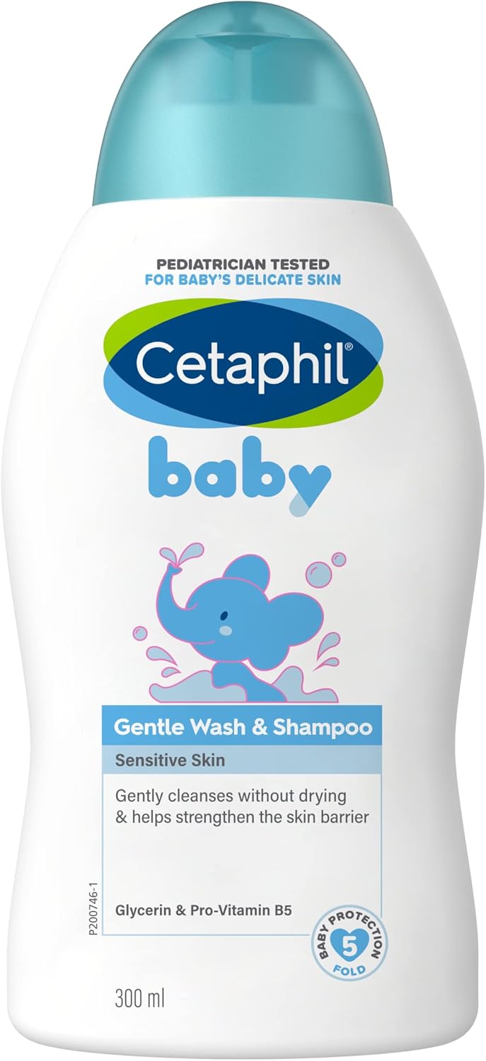 CetaPhil Baby Gentle Wash & Shampoo, Foaming Hair & Body Wash for Sensitive Skin, Unscented, 300ml