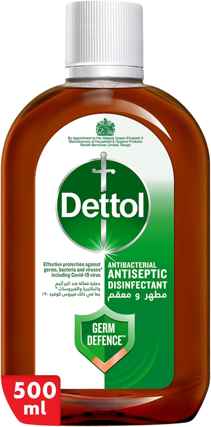 Dettol Antiseptic Antibacterial Disinfectant Liquid for Effective Germ Protection & Personal Hygiene, Used in Floor Cleaning, Bathing and Laundry 500ml
