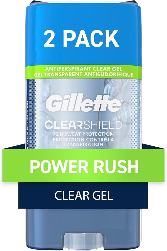 Gillette Clear Gel Power Rush Anti-Perspirant Deodorant, 3.8 Oz, Pack of 2