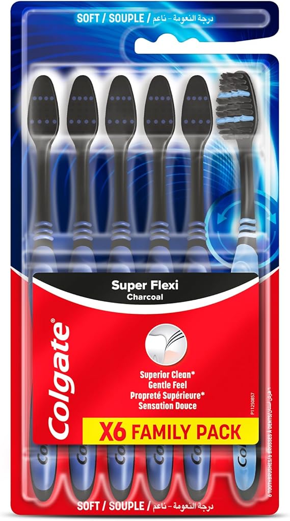 Colgate Super Flexi Charcoal Soft Toothbrush 6 pieces