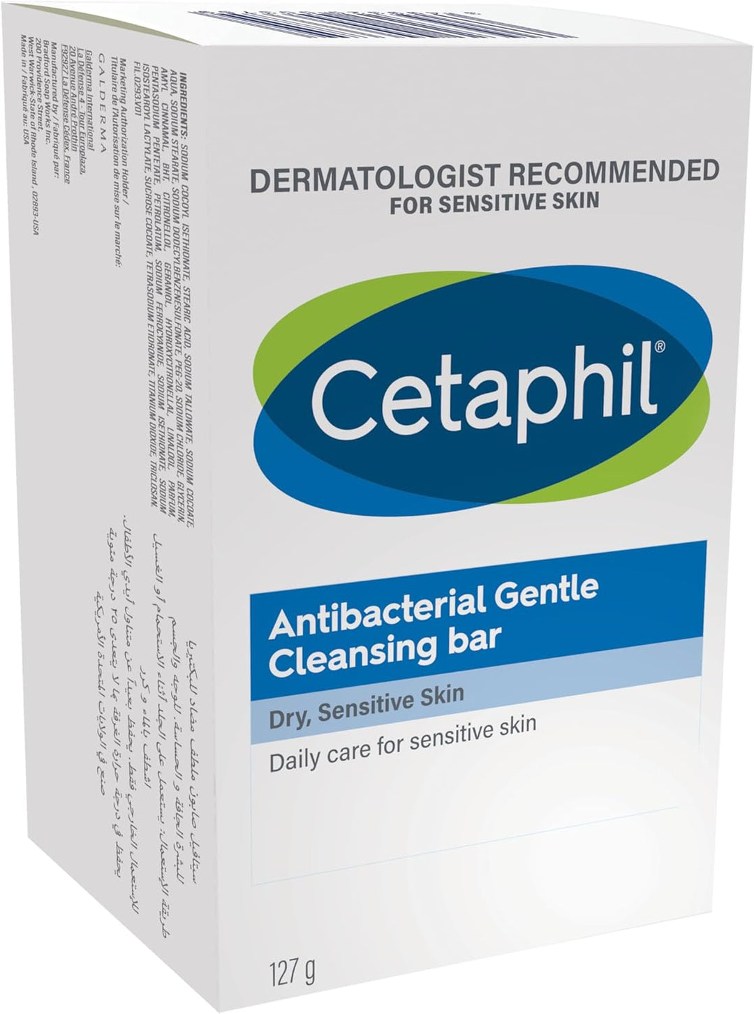 CetaPhil Gentle Cleansing Bar, Face & Body Wash for Men & Women, Dry to Normal Sensitive Skin, Unscented