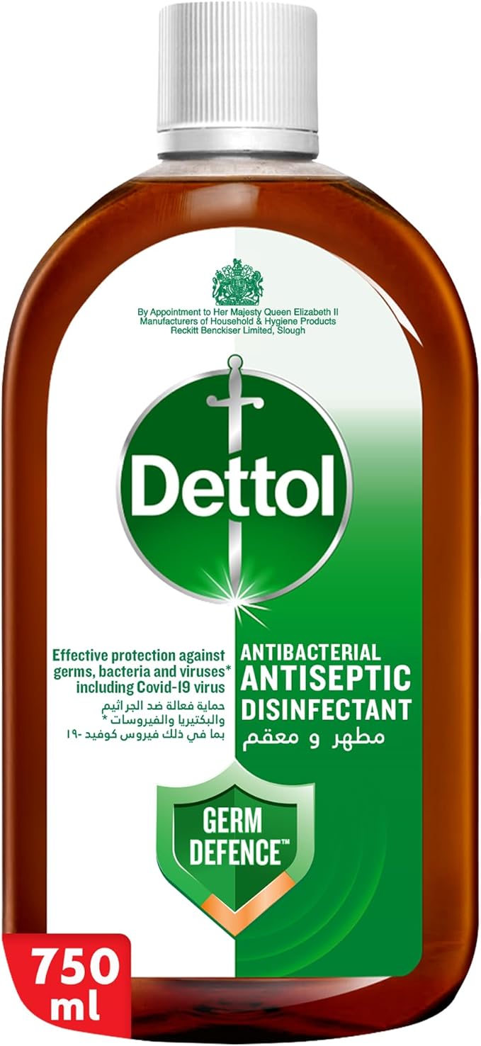 Dettol Antiseptic Antibacterial Disinfectant Liquid for Effective Germ Protection & Personal Hygiene, Used in Floor Cleaning, Bathing and Laundry 750ml