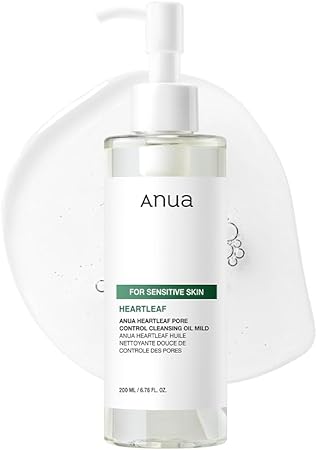 Anua Heartleaf Pore Cleansing Oil MILD, Sensitive Skin Face Wash, Oil Cleanser for Face, Makeup Blackhead Remover