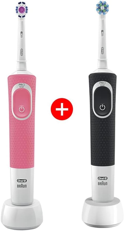 Oral-B Vitality D100 Black and Pink 1+1 Free Bundle Electric rechargeable toothbrush, with UAE 3 pin plug