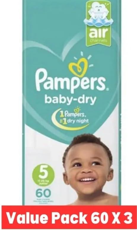 Baby-Dry Taped Diapers up to 100% Leakage Protection, Size 5, 11-25kg, 180 pcs, promo Pack