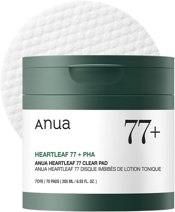 ANUA Heartleaf 77 Toner Pad, Mild Exfoliating Facial Pads for Glass Skin, Hydrating Pore Care for Sensitive Skin, Heartleaf Extract, PHA, Centella, Non comedogenic, Korean Skin Care (70 Pads)