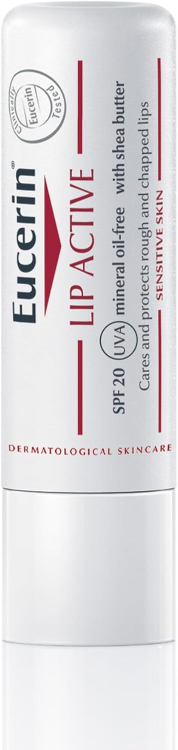 Eucerin pH5 Lip Active Balm with Dexpanthenol and Vitamin E, Lip Care for Rough Lips, UVA & UVB Protection, SPF 20, Soothes, Moisturizes and Protects, for Dry & Dehydrated Lips, 4.8g