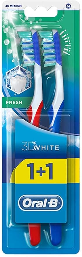 Oral-B 3D White Fresh Manual Toothbrush 40 Medium, Pack of 2
