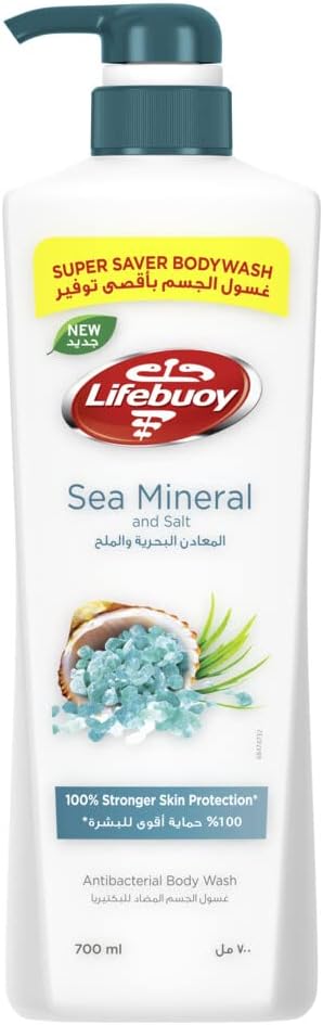 Lifebuoy Antibacterial Body Wash And Shower Gel, For Good Hygiene, Sea Mineral, 100% Stronger Germ Protection*, 700ml