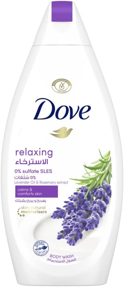 Dove Relaxing Body Wash With Renew Blend technology, Lavender Oil and Rosemary Extract, With ¼ moisturizing cream, 500ml