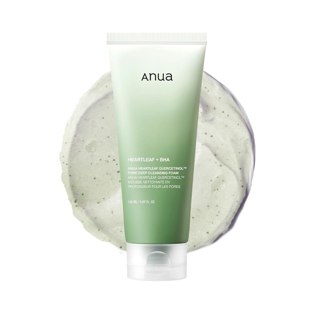 ANUA Heartleaf Quercetinol Pore Deep Cleansing Foam, Facial Cleanser, for Double Cleansing, BHA, Hyaluronic Acid, Glycerin, Face Wash, Blackhead Remover, (150ml/5.07 fl.oz.)