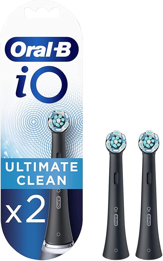 Oral-B Io Rb Cb-2 Ultimate Clean Replacement Brush Heads Refill For Electric Rechargeable, Black, Pack Of 2