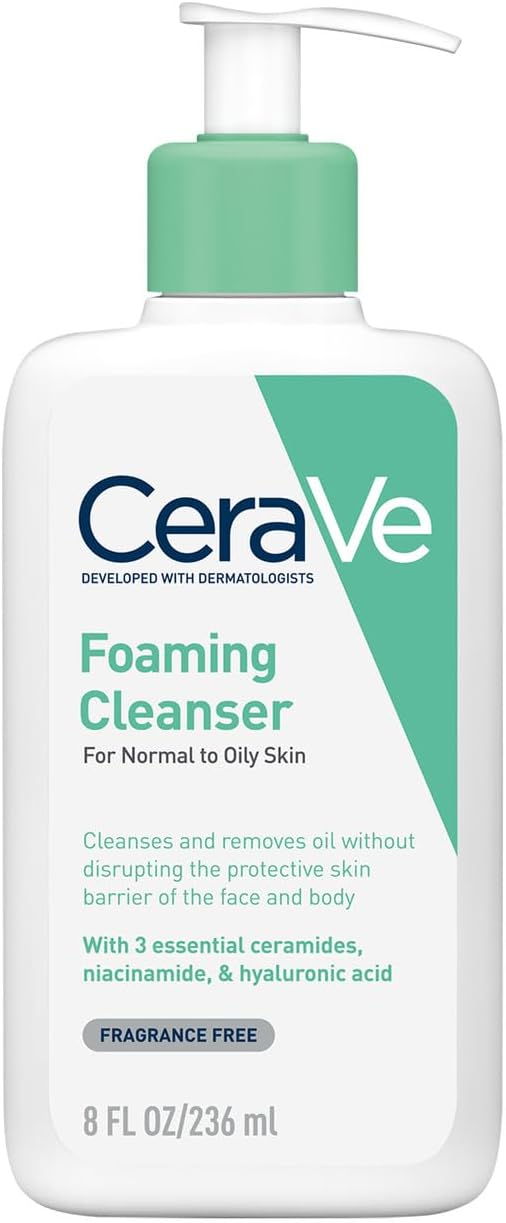 CeraVe Foaming Cleanser | Face and Body Wash for Normal to Oily Skin with Hyaluronic Acid, Niacinamide and Ceramides| Fragrance Free Paraben Free