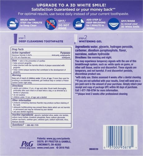 Crest 3D White Brilliance 2 Step Kit, Deep Clean Toothpaste (4oz) + Teeth Whitening Gel (2.3oz)