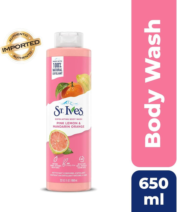 St Ives Exfoliating Body Wash Pink Lemon & Mandarin Orange 650ml 22 fl oz