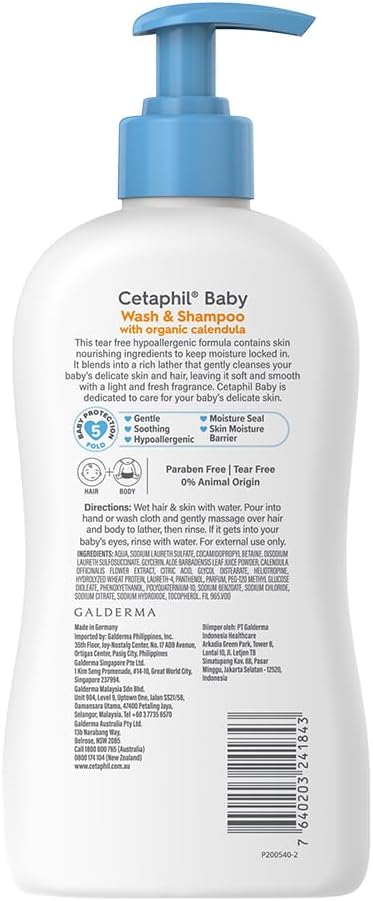 CetaPhil Baby Wash & Shampoo with Organic Calendula 400 ml
