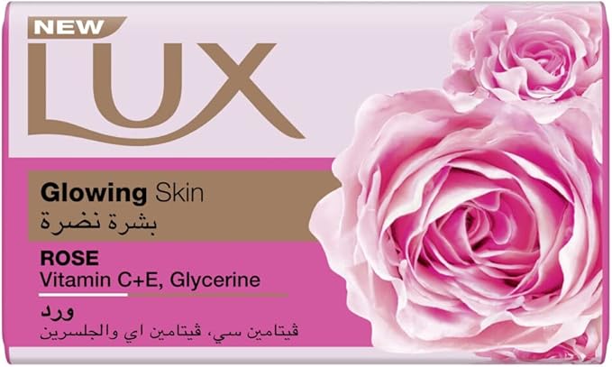 LUX Bar Soap for glowing skin, Rose, with Vitamin C, E, and Glycerine, 75g / 120g