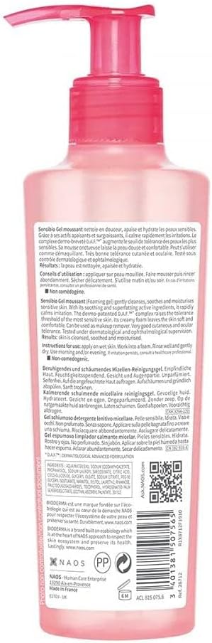 Bioderma Sensibio Soothing Micellar Cleansing Foaming Gel For Sensitive Skin, 200ML