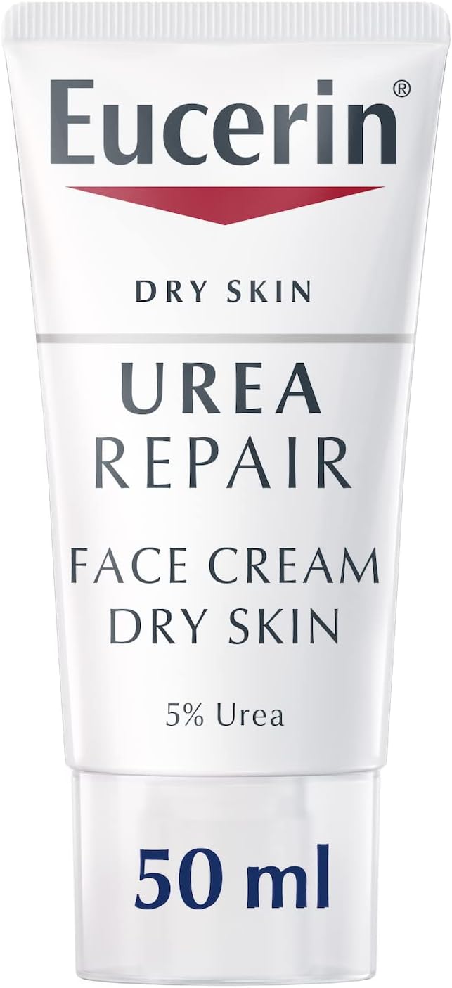 Eucerin UreaRepair Plus 5% Urea Face Cream with Ceramide and Lactate, Suitable for Mature & Diabetic Skin, Moisturizer for Very Dry & Dry Skin, 50ml