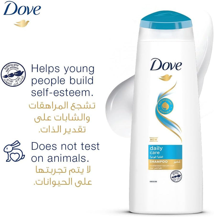 DOVE Shampoo, for dry hair, Daily nourishing care for up to 100% softer* hair, 600ml