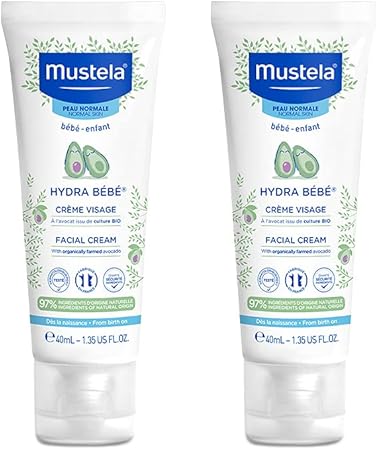 Mustela Hydra Bebe Face Cream – Moisturizer with Natural Avocado - 40ml - Pack of 2