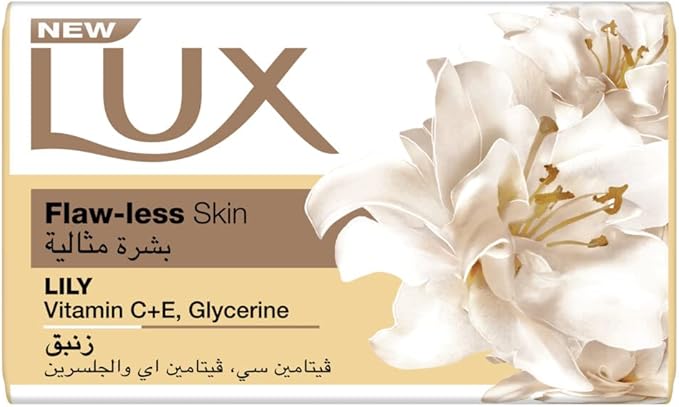 LUX Bar Soap for flaw-less skin, Lily, with Vitamin C, E, and Glycerine, 75g