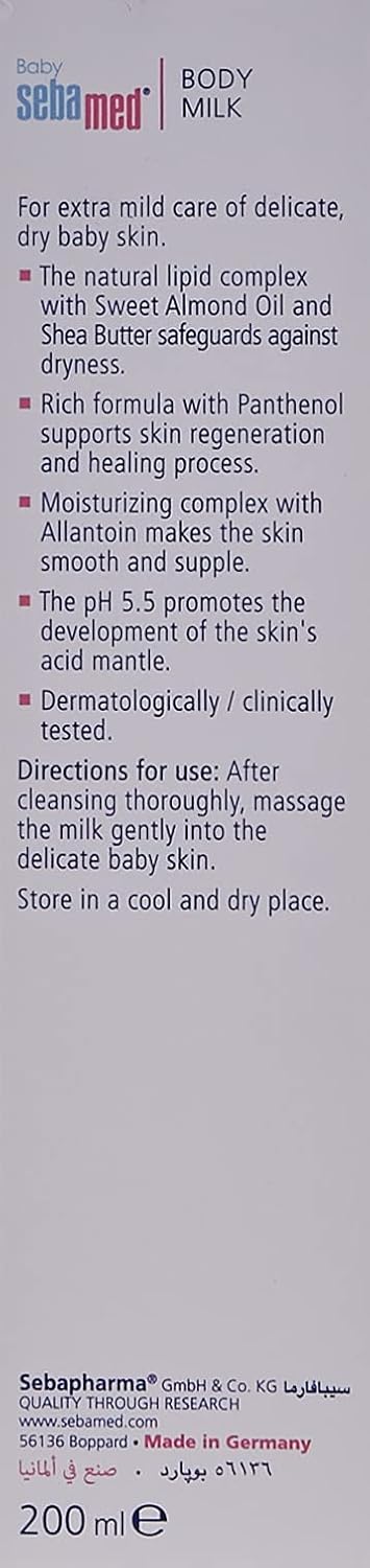 Sebamed Baby Body Milk, 200 ML, White