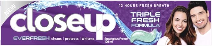 Close Up Triple Fresh Formula Gel Toothpaste, Eucalyptus Freeze, 120ml