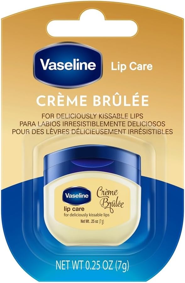 Vaseline Lip Care Crème Brulee Lip Balm Tub With Pure Jelly & Crème Brulee For Deliciously Kissable Lips| Nourishes & Protects Lips|