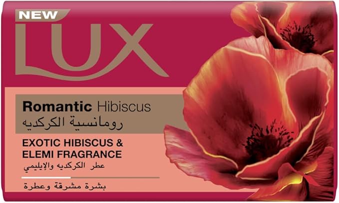 LUX Bar Soap for fragrant glowing skin, Romantic Hibiscus, with Exotic Hibiscus and Elemi Fragrance, 75g / 120g / 170g, Purple