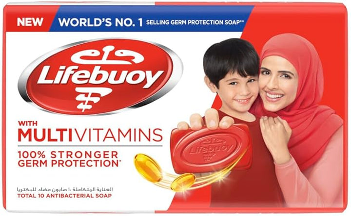 LIFEBUOY Bar Soap, Total 10, for 100 percent Stronger Germ Protection and Hygiene, 125g