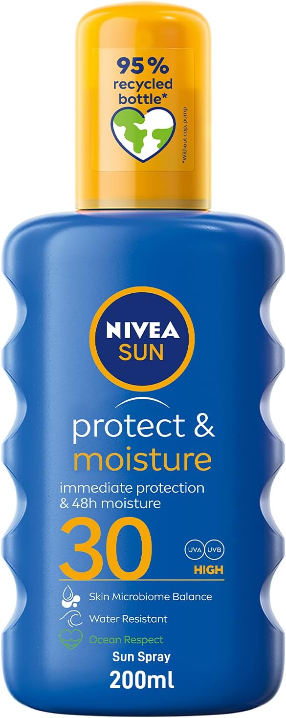 Nivea Sun Spray, UVA & UVB Protection, Protect & Moisture, SPF 30, 200ml