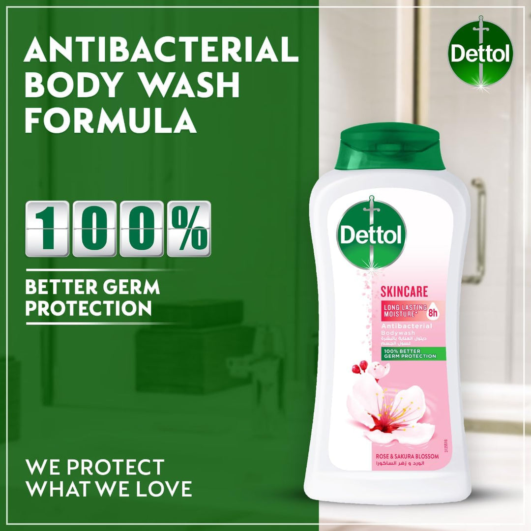 Dettol Skincare Shower Gel & Body Wash, Rose & Sakura Blossom Scent, 250ml