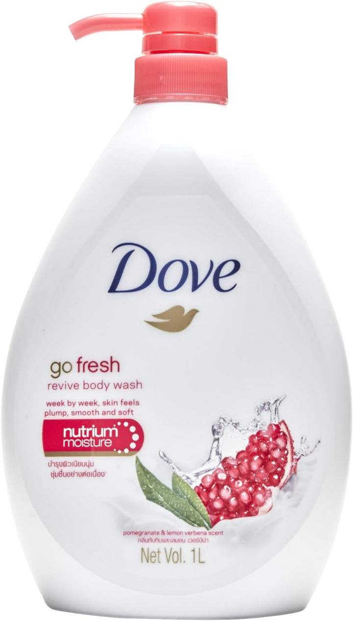 Dove Go Fresh Revive Body Wash, Pomegranate and Lemon Verbena Scent, 33.8 Ounce (1 Liter) International Version
