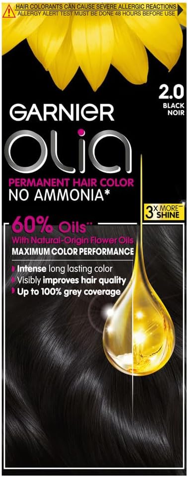 Garnier Olia, Hair Color With 60% Oils, 2.0 Black