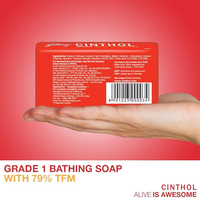 Cinthol Original Complexion Bath Soap – 99.9% Germ Protection, 100g (Pack of 6)