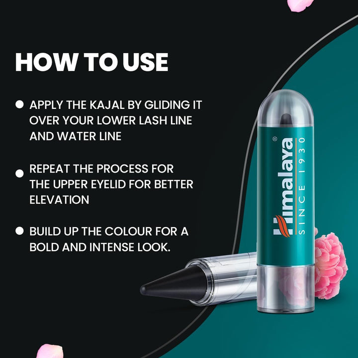 Kajal 100% Natural Black Color Is Fortified with Rich Damask Rose and Almond Oil - 2.7g