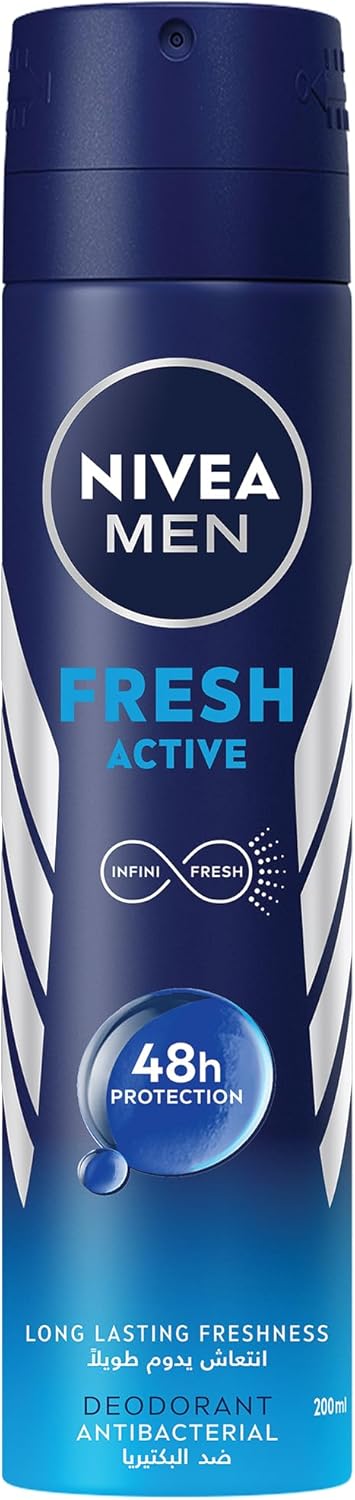 Nivea MEN Antiperspirant Spray for Men, Fresh Active Fresh Scent, 200ml
