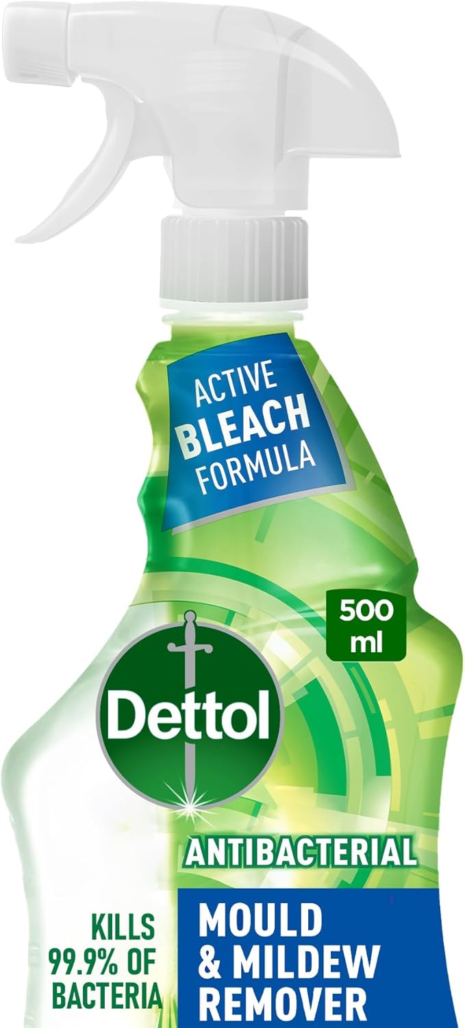 Dettol Anti-Bacterial Mould & Mildew Remover (Kills 99.9% of Germs) with Active Bleach Formula Trigger Spray Bottle, 500ml