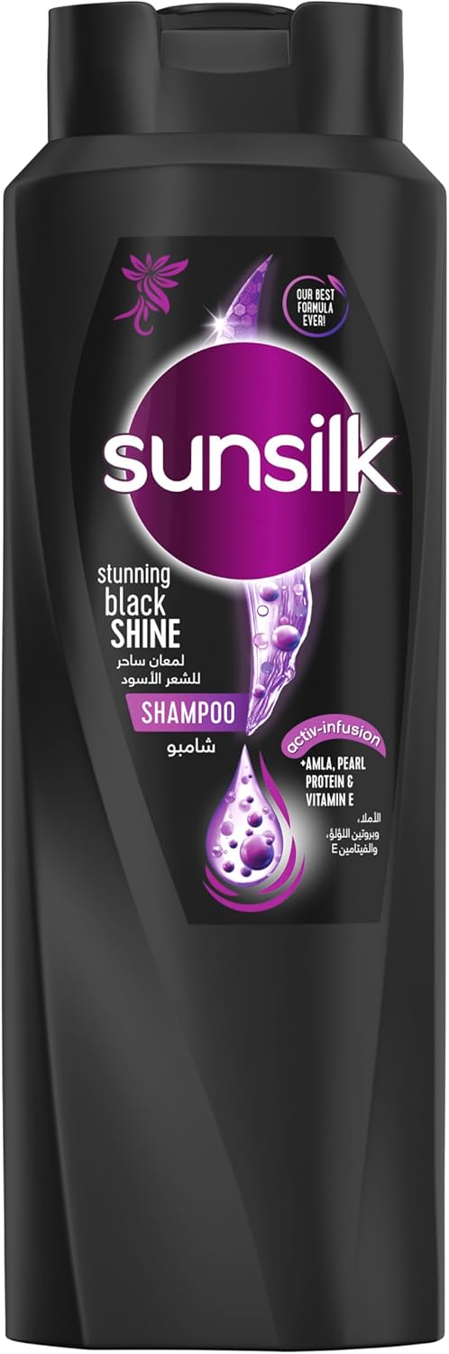 Sunsilk Shampoo for long-lasting black hair, Pearl Protein & Vitamin E, 700ml