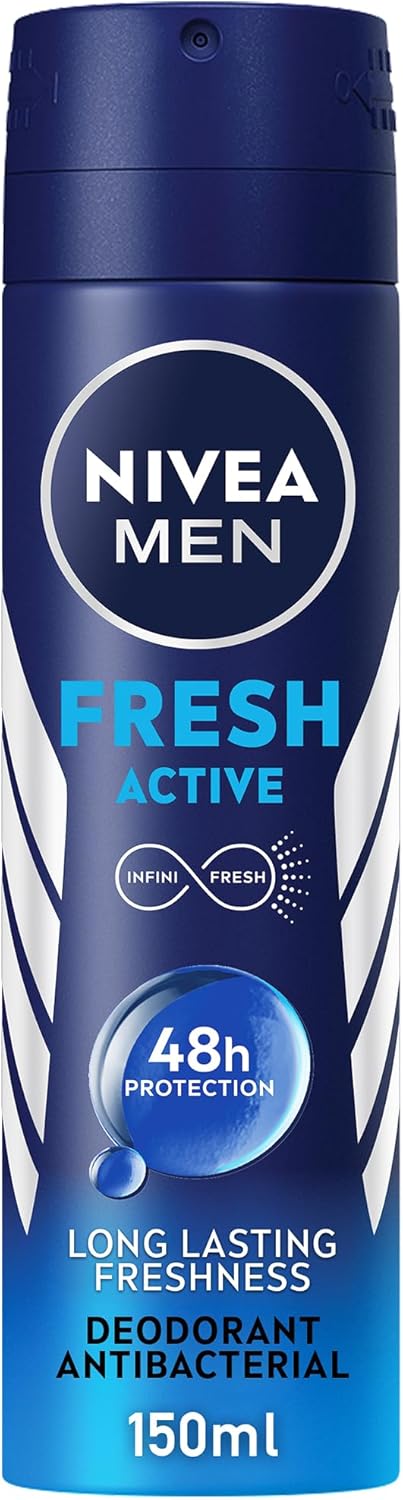 Nivea MEN Antiperspirant Spray for Men, Fresh Active Fresh Scent, 150ml