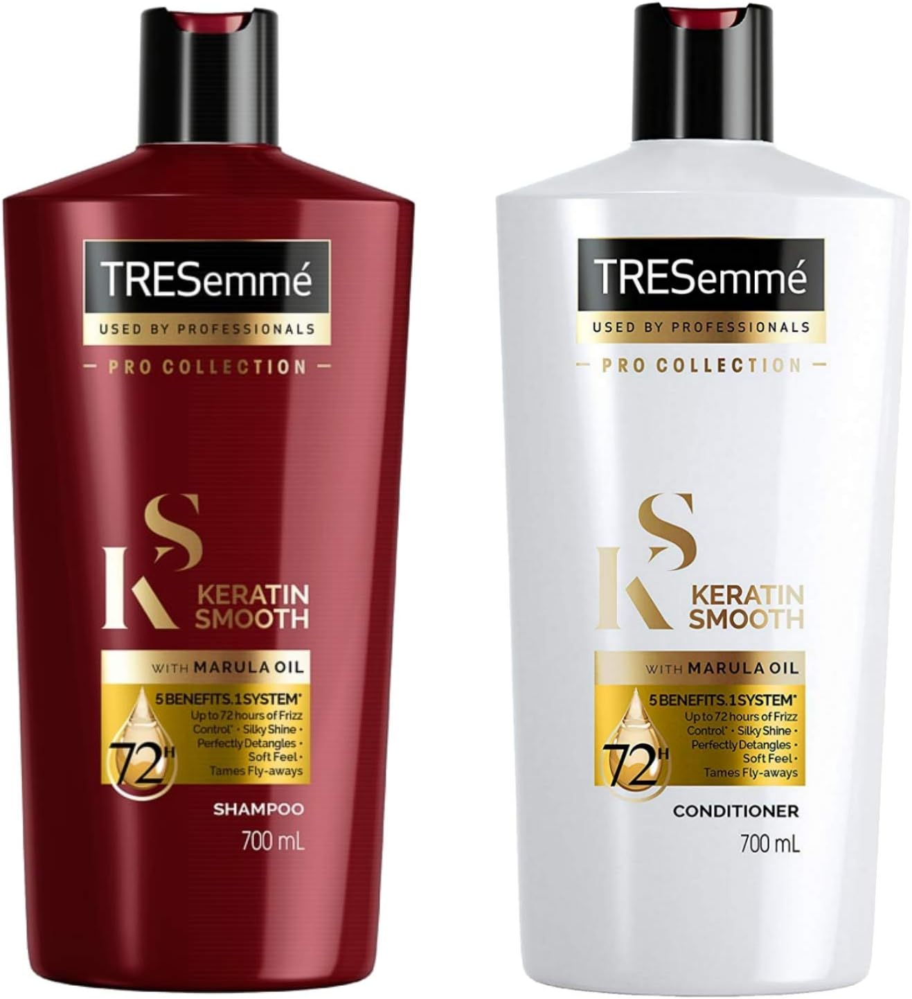 TRESemmé Keratin Smooth Shampoo with Marula Oil, Pro Collection - 24 Fl Oz / 700 mL x 2 Pack