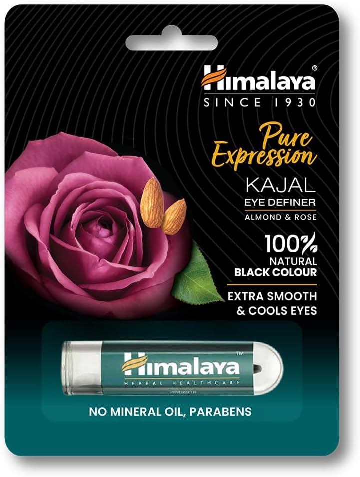 Kajal 100% Natural Black Color Is Fortified with Rich Damask Rose and Almond Oil - 2.7g