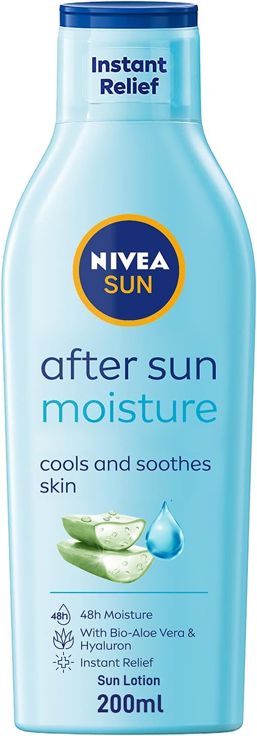 Nivea After Sun Lotion Instant Relief, Soothing Moisturizer, Aloe Vera & Avocado Oil, 200ml