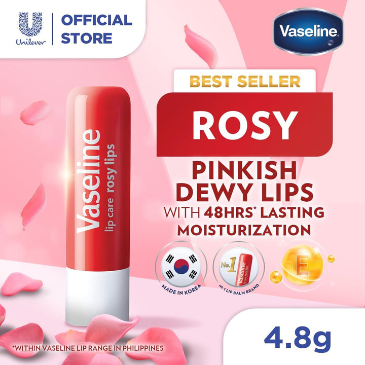 Vaseline Lip Therapy Rosy Lips Lip Balm With Pure Jelly & Light Rose Tint For Soft & Pink Lips| Nourishes & Protects Lips| Non-greasy Lip