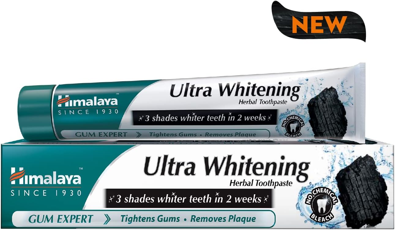 Himalaya Ultra Whitening Herbal Toothpaste With Activated Coconut Charcoal that Gives 3 Shades Whiter Teeth in 2 Weeks