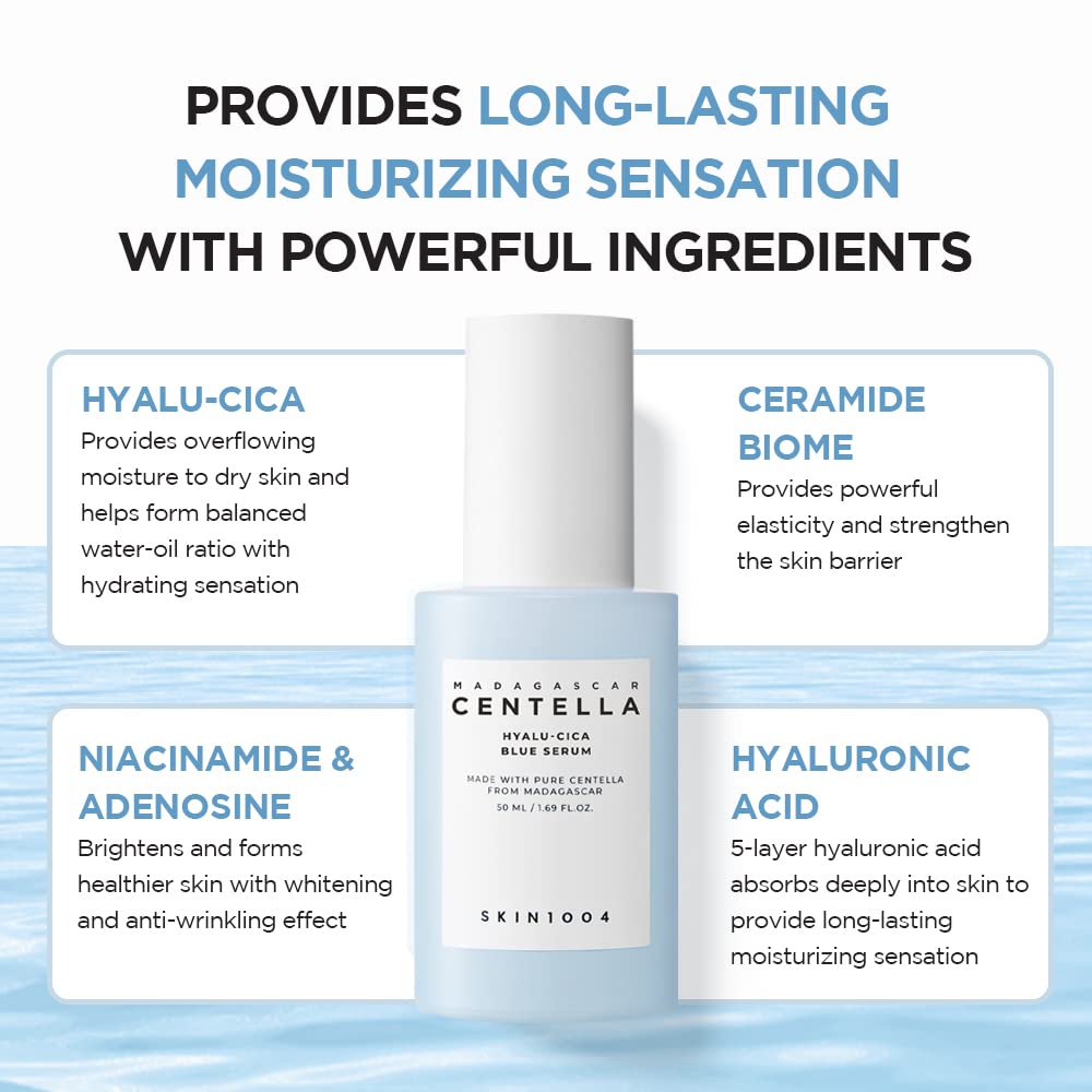 Hyalu-CICA Blue Serum 50ml| 5 Layer Hyaluronic Acid Cica Niacinamide | Hydrating and Refreshing Multi-Care Solutions